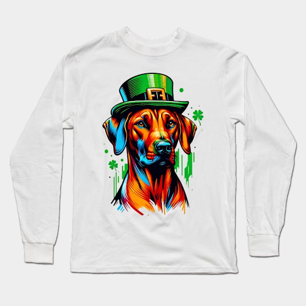 Rhodesian Ridgeback's Saint Patrick's Day Celebration Long Sleeve T-Shirt by ArtRUs